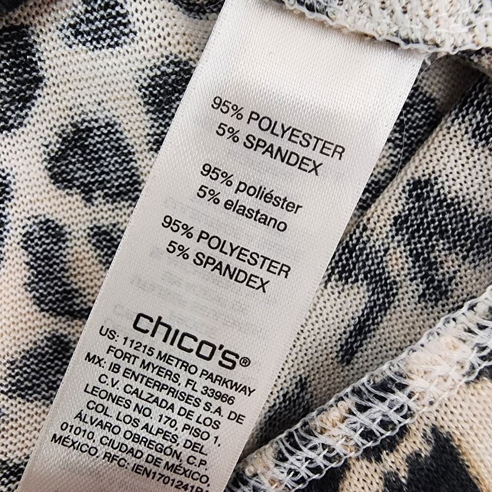 Chico's Womens Top Leopard Print Side Tie Round Neck Knit 3/4 Sleeve Large Brown - Picture 9 of 11